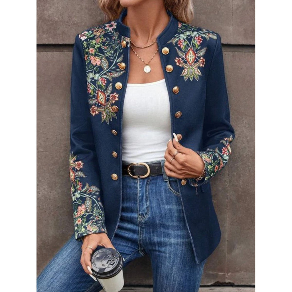 Women's Elegant Embroidered Floral Blazer
