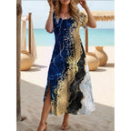 Women's Elegant Short-sleeve Printed Maxi Dress