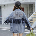 Women's Embroidered Denim Jacket Loose Tassel