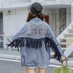 Women's Embroidered Denim Jacket Loose Tassel