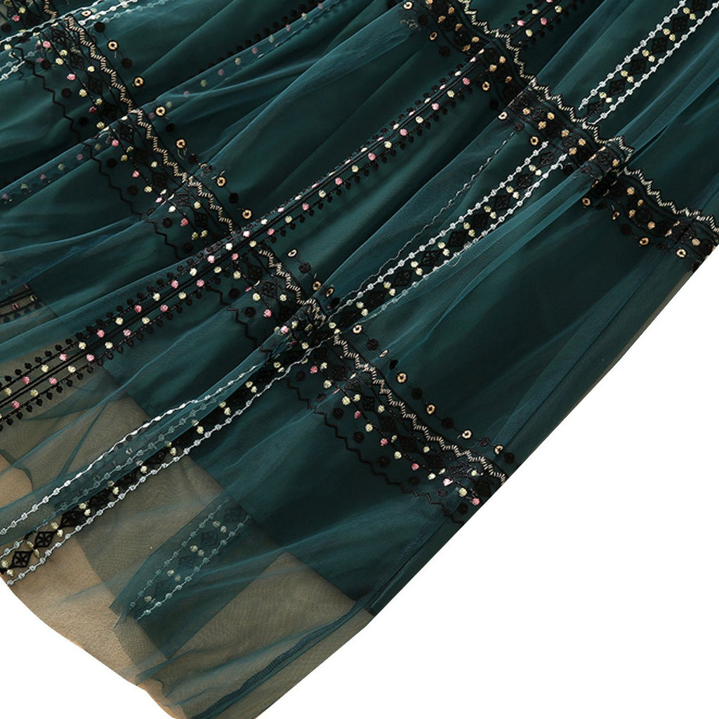 Women's Embroidered Mesh Dress