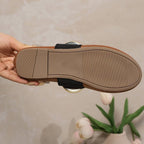 Women's Flats Shoes Metal Buckle Design Round Toe