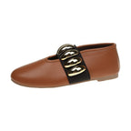 Women's Flats Shoes Metal Buckle Design Round Toe