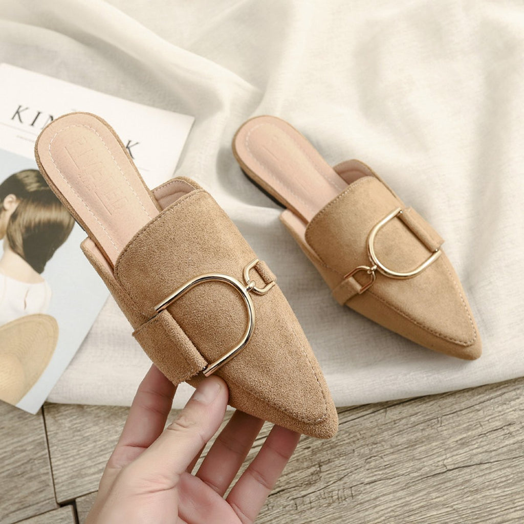 Women's Flats Shoes Mules Slippers Decoration Metal