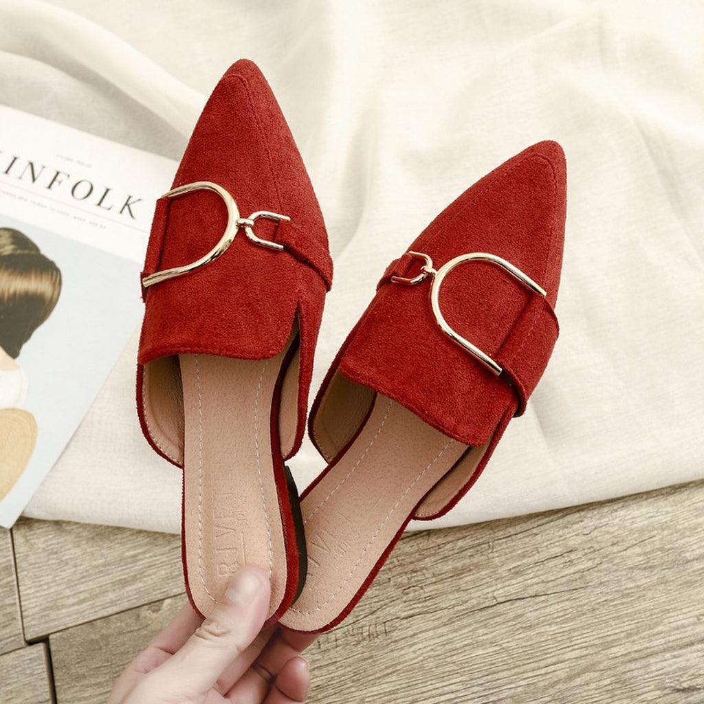 Women's Flats Shoes Mules Slippers Decoration Metal