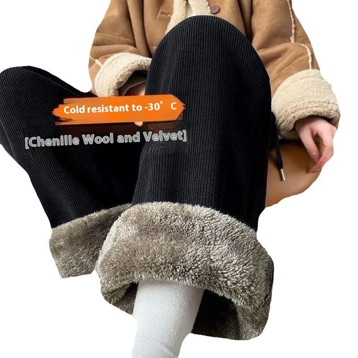 Women's Fleece-lined Thickening Wide Leg Pants