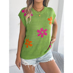 Women's Floral Casual Batwing Sleeve Loose Knit Vacation