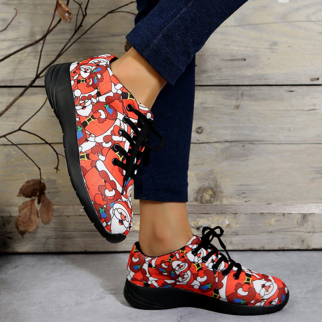 Women's Floral Santa Claus Sneakers Nude British Lefu