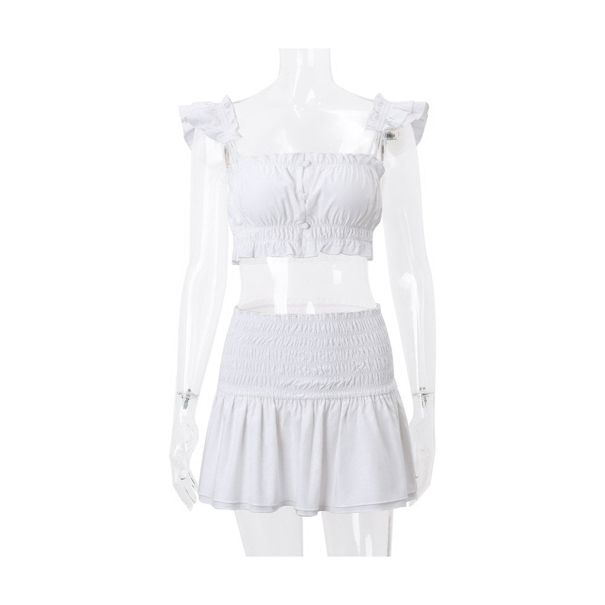 Women's Flying Sleeves Camisole Pleated Skirt Outfit