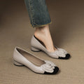 Women's French Camellia Shallow Mouth Pumps Versatile Block