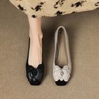 Women's French Camellia Shallow Mouth Pumps Versatile Block