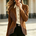 Women's Fringe Suede Petite Blazer