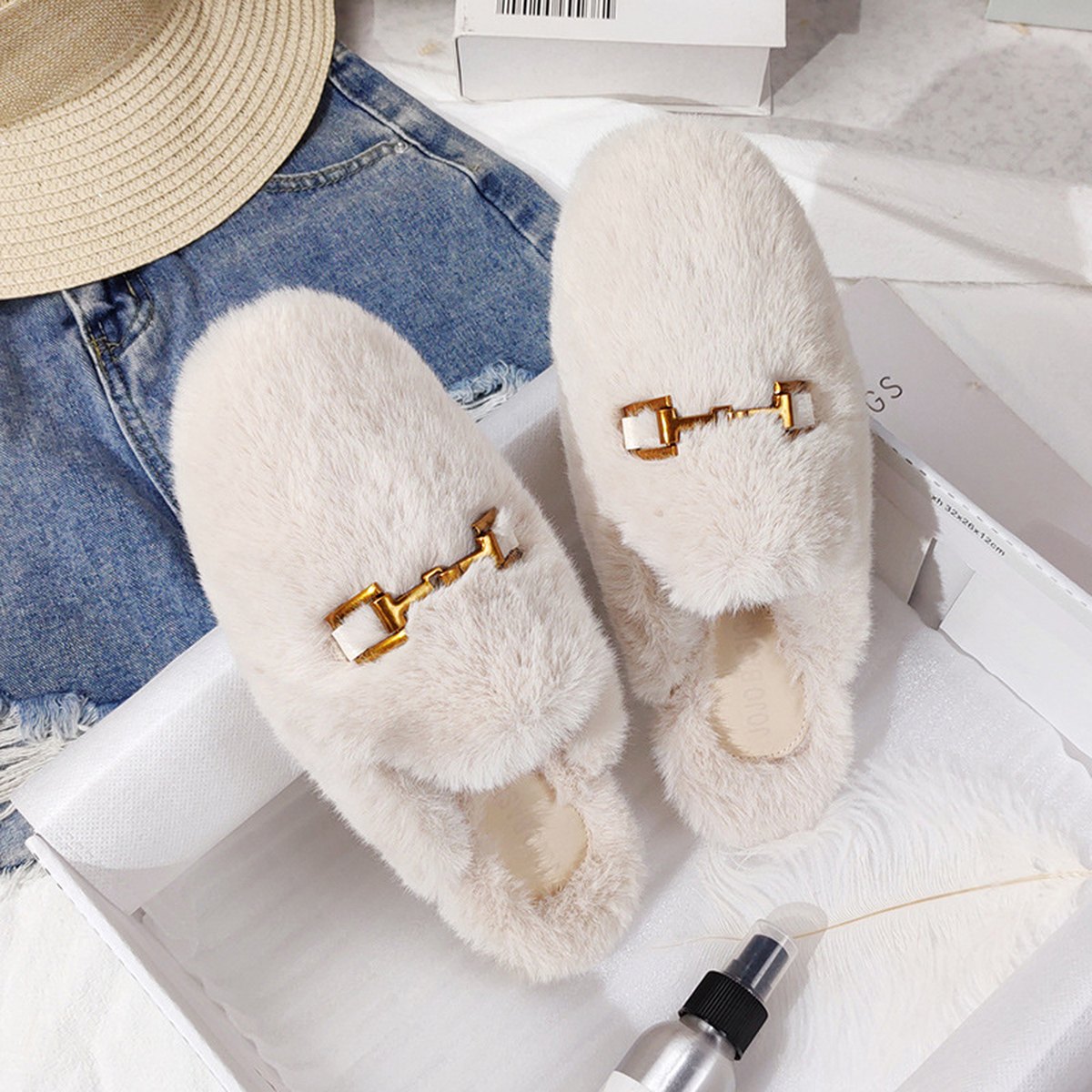 Women's Fur Half Slippers Baotou Lazy People Wear