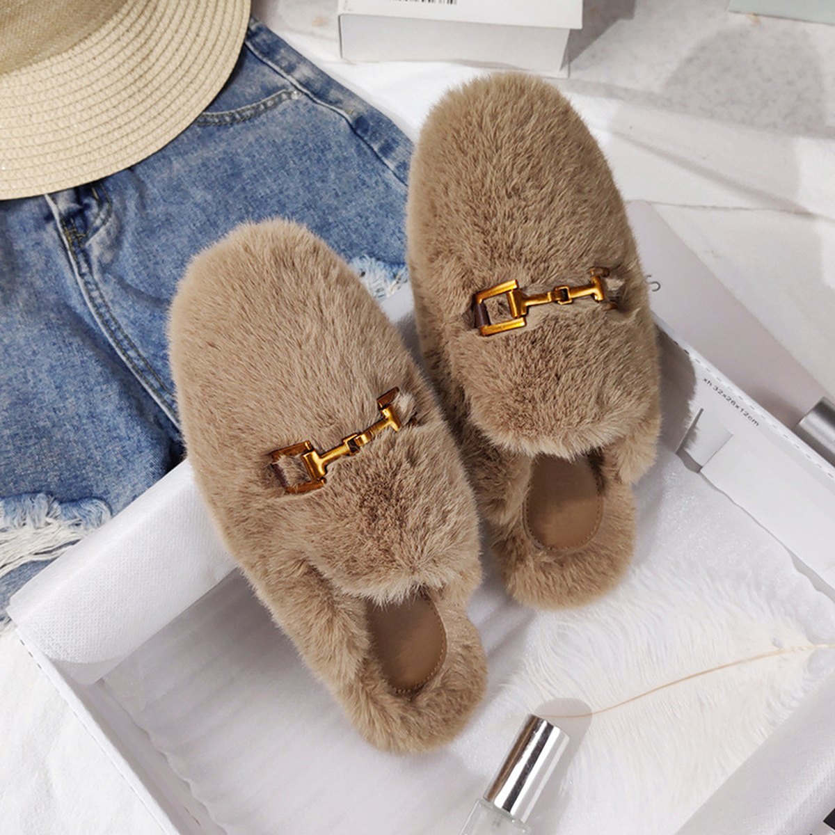 Women's Fur Half Slippers Baotou Lazy People Wear