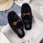 Women's Fur Half Slippers Baotou Lazy People Wear