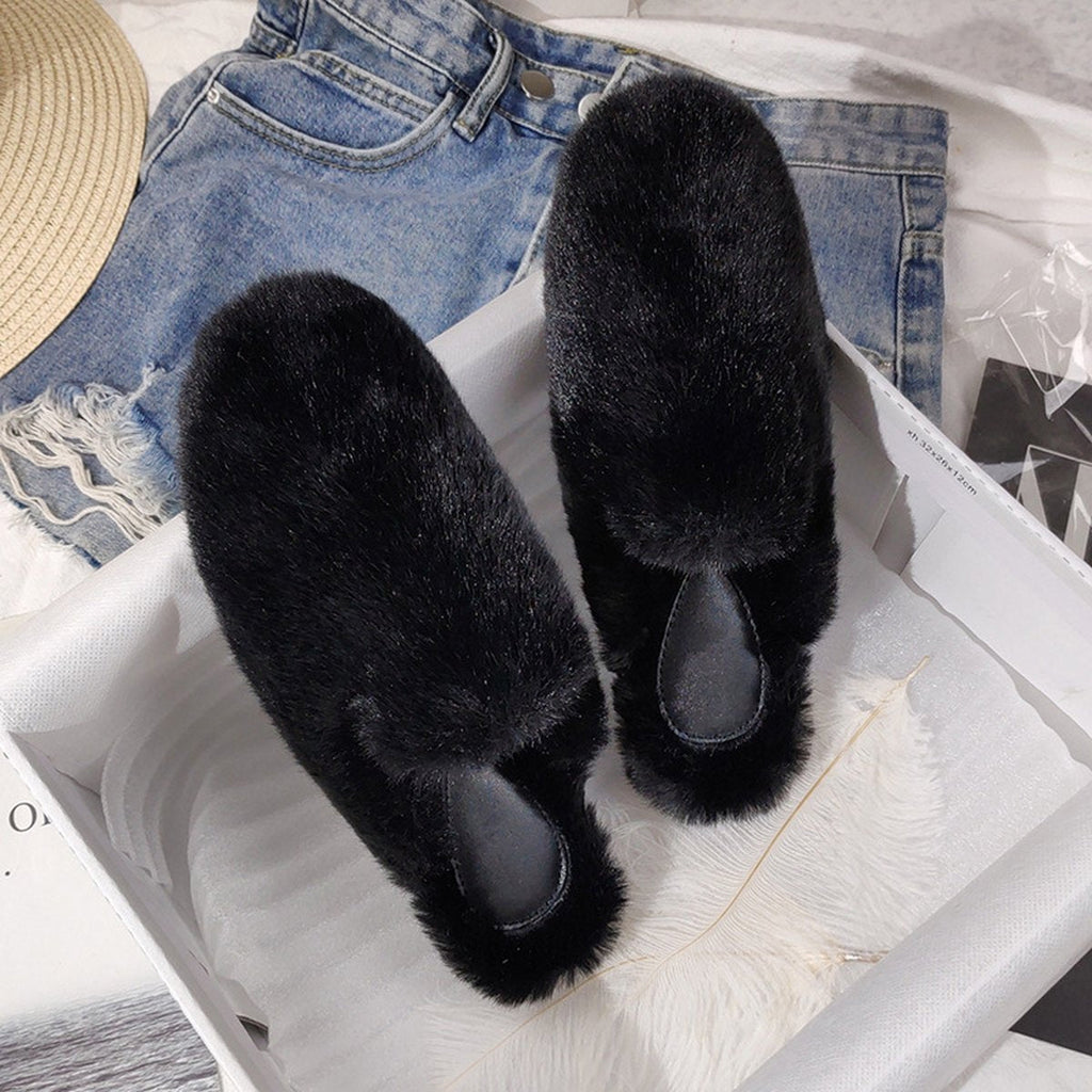 Women's Fur Half Slippers Baotou Lazy People Wear