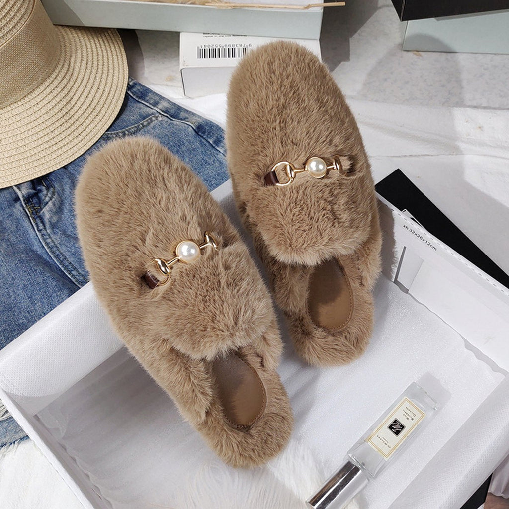 Women's Fur Half Slippers Baotou Lazy People Wear