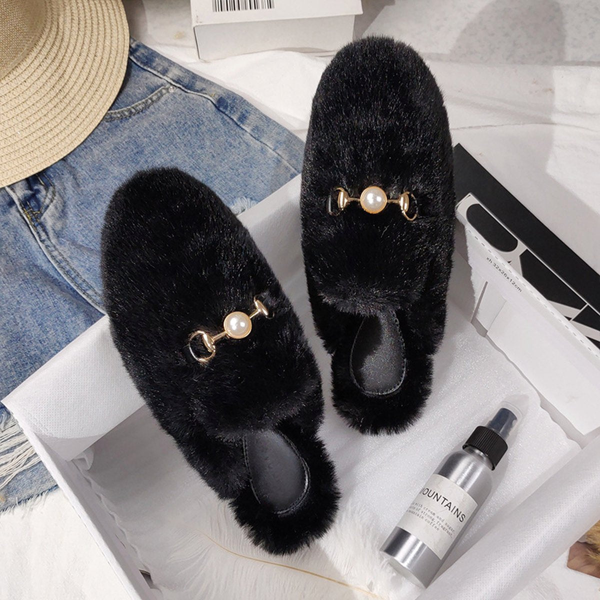 Women's Fur Half Slippers Baotou Lazy People Wear