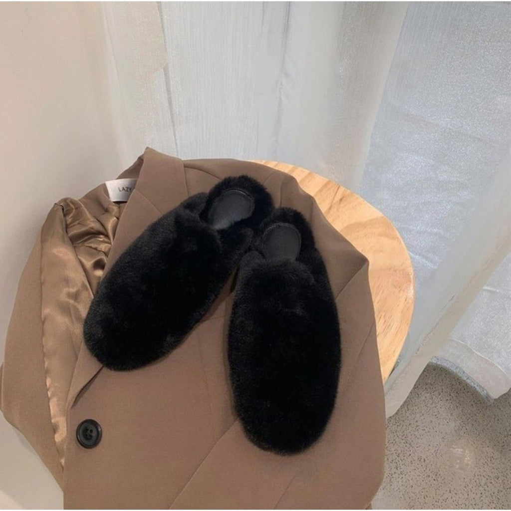Women's Fur Half Slippers Baotou Lazy People Wear