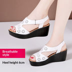 Women's Genuine Soft-leather Wedge Sandals