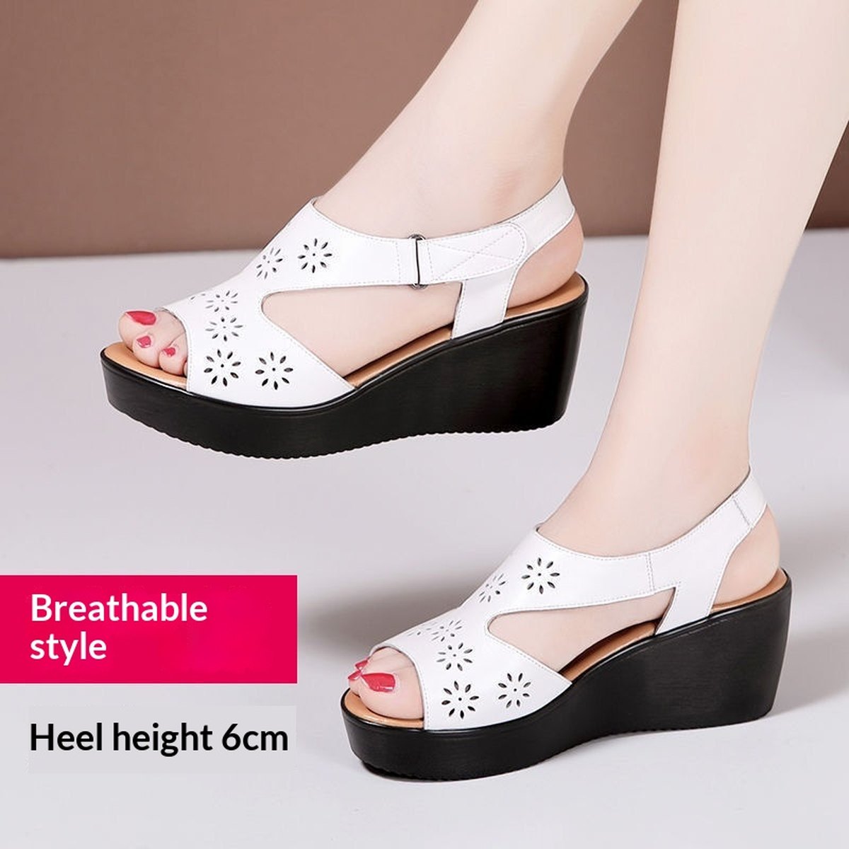 Women's Genuine Soft-leather Wedge Sandals