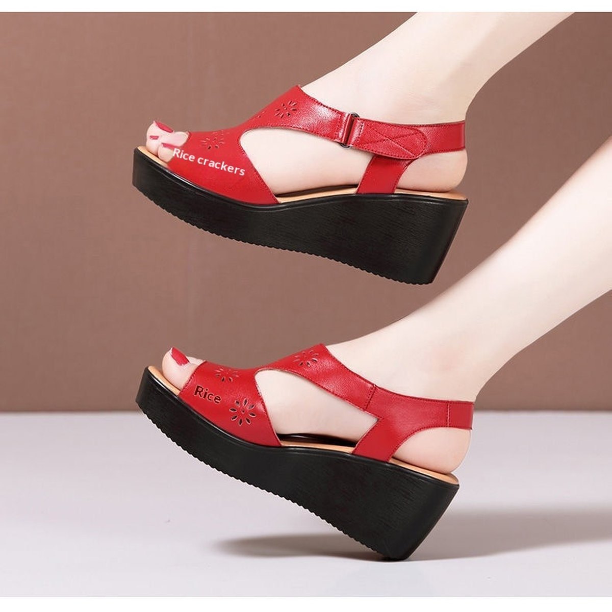 Women's Genuine Soft-leather Wedge Sandals
