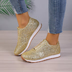 Women's Gold Sliver Sequined Flats Casual Round Toe