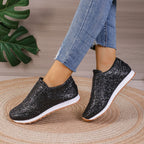 Women's Gold Sliver Sequined Flats Casual Round Toe