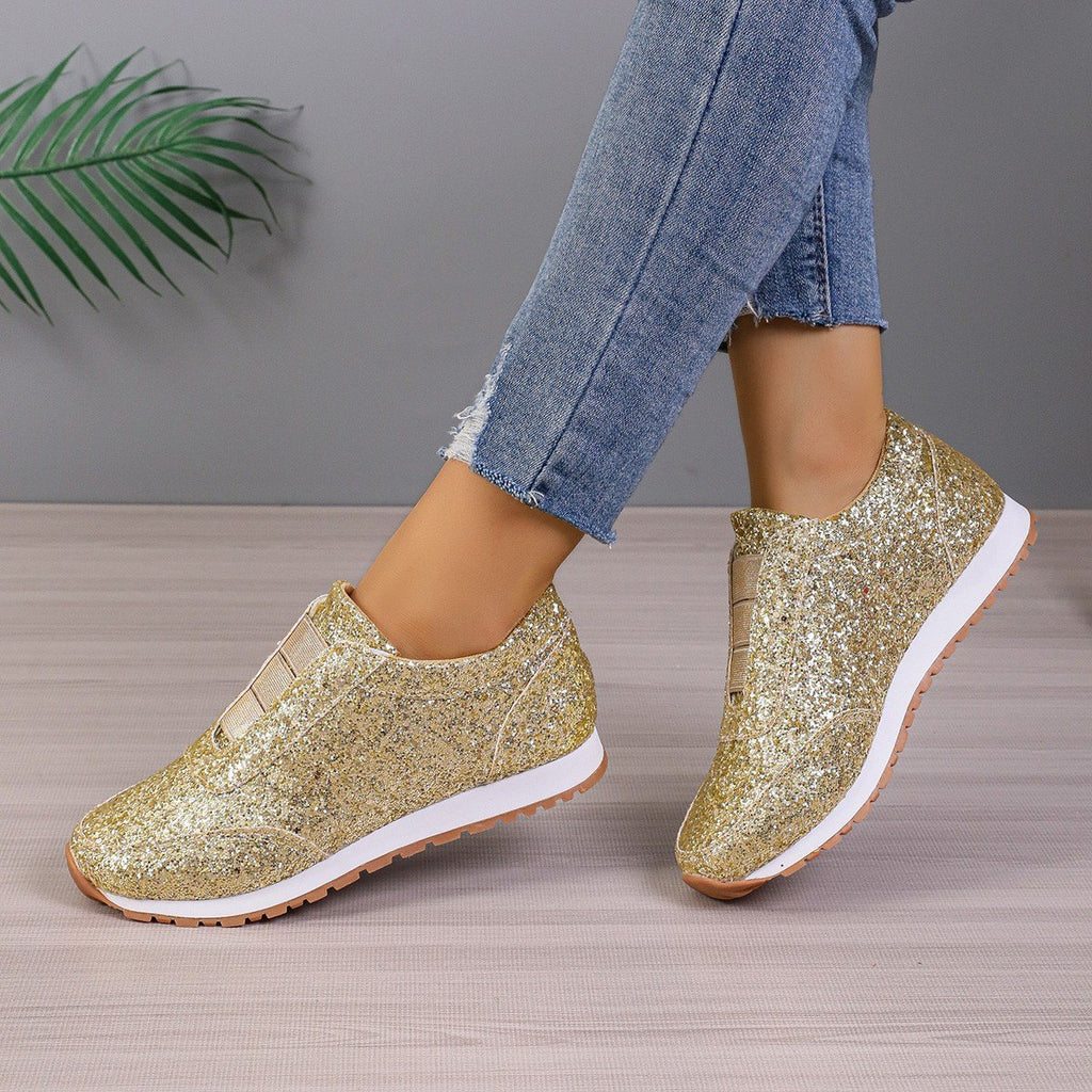 Women's Gold Sliver Sequined Flats Casual Round Toe