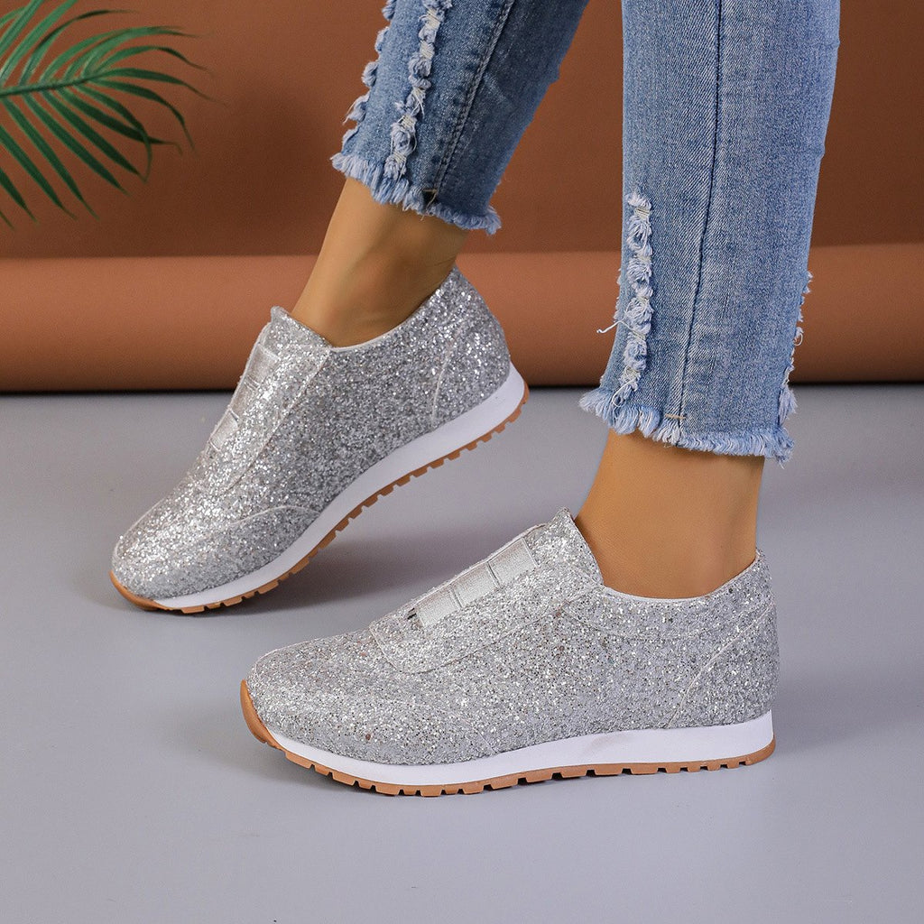 Women's Gold Sliver Sequined Flats Casual Round Toe