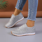 Women's Gold Sliver Sequined Flats Casual Round Toe