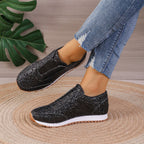 Women's Gold Sliver Sequined Flats Casual Round Toe