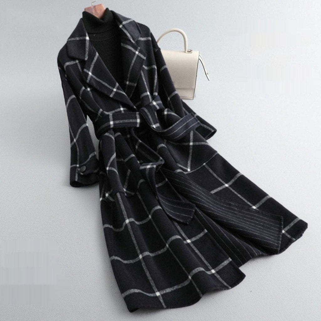 Women's Grid Coat Mid-length Woolen