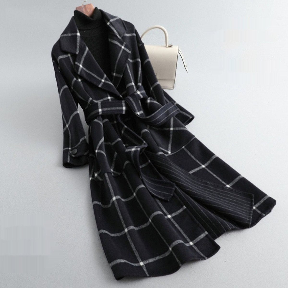 Women's Grid Coat Mid-length Woolen