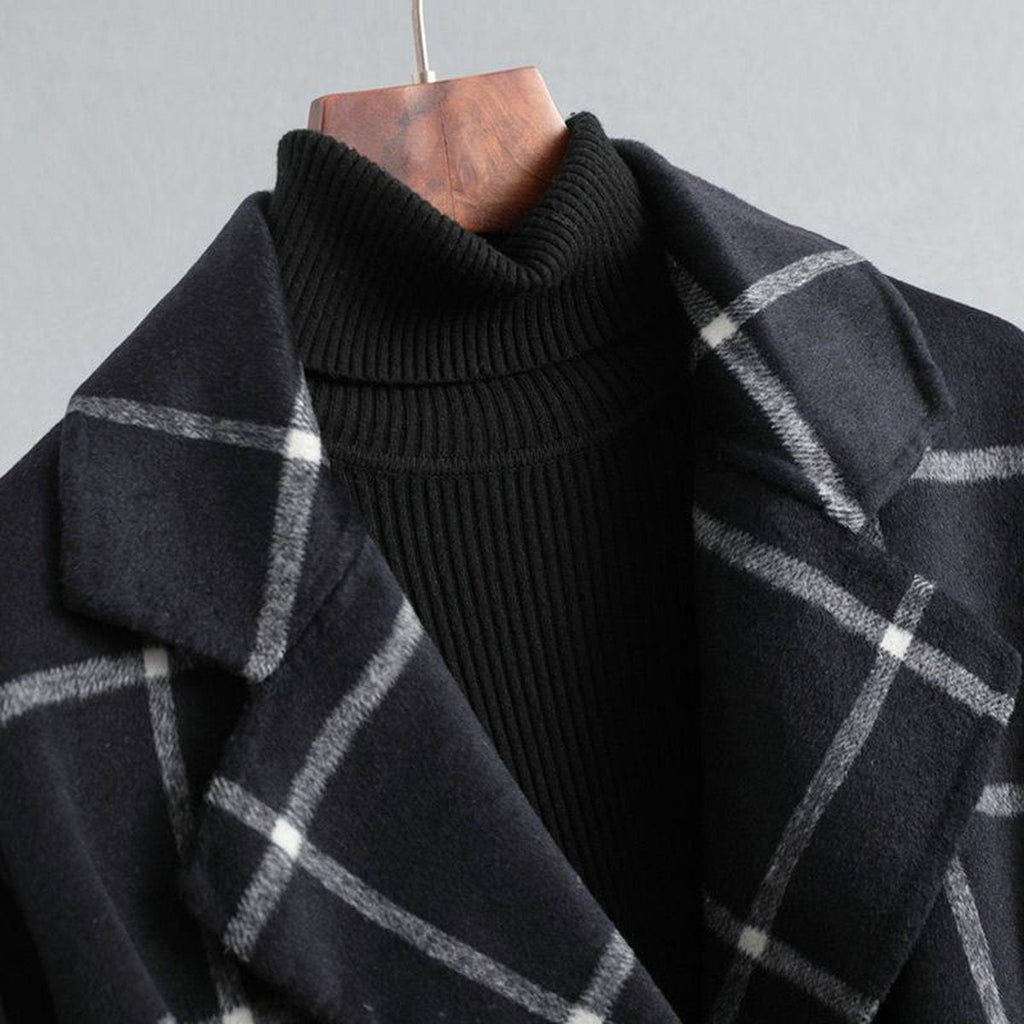 Women's Grid Coat Mid-length Woolen