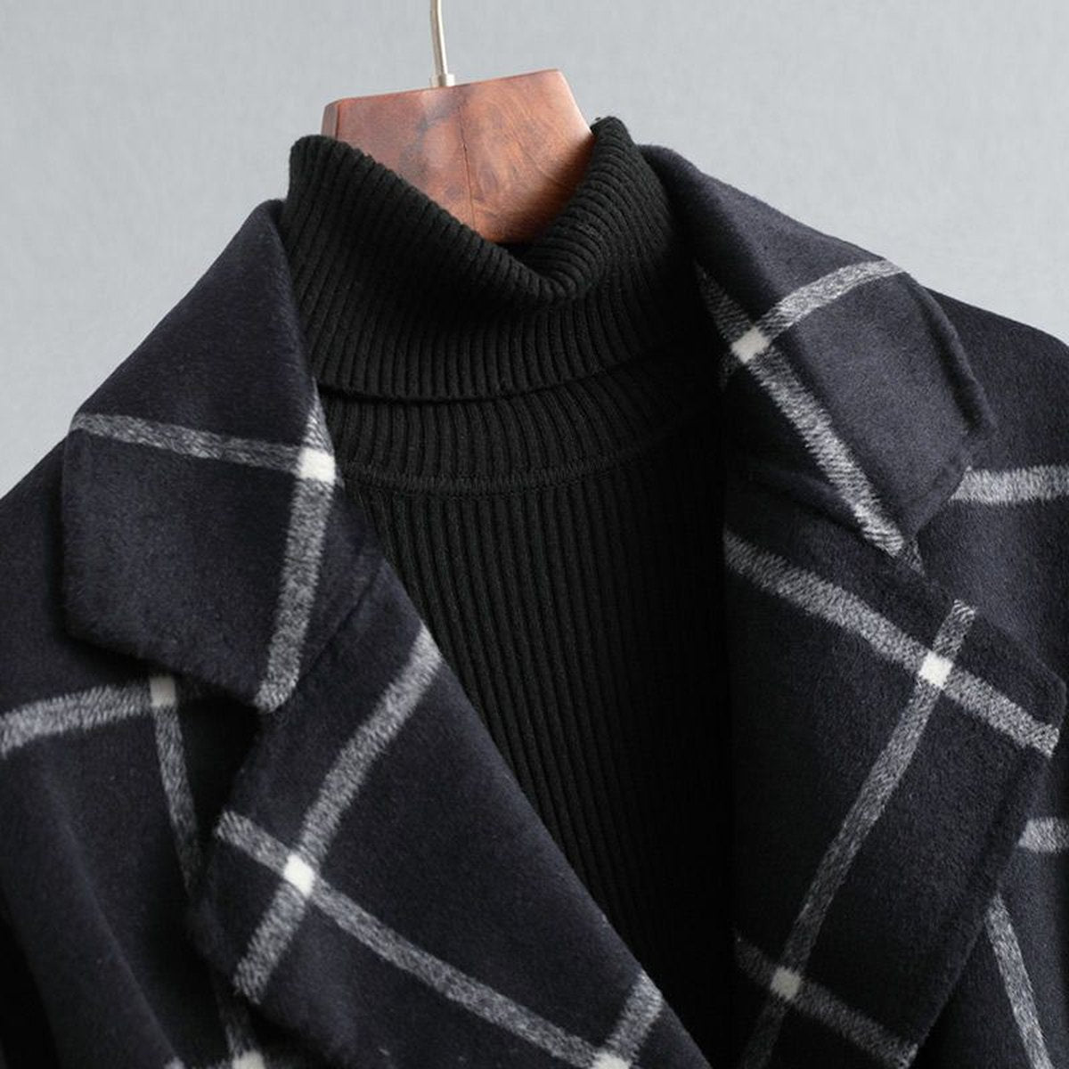 Women's Grid Coat Mid-length Woolen
