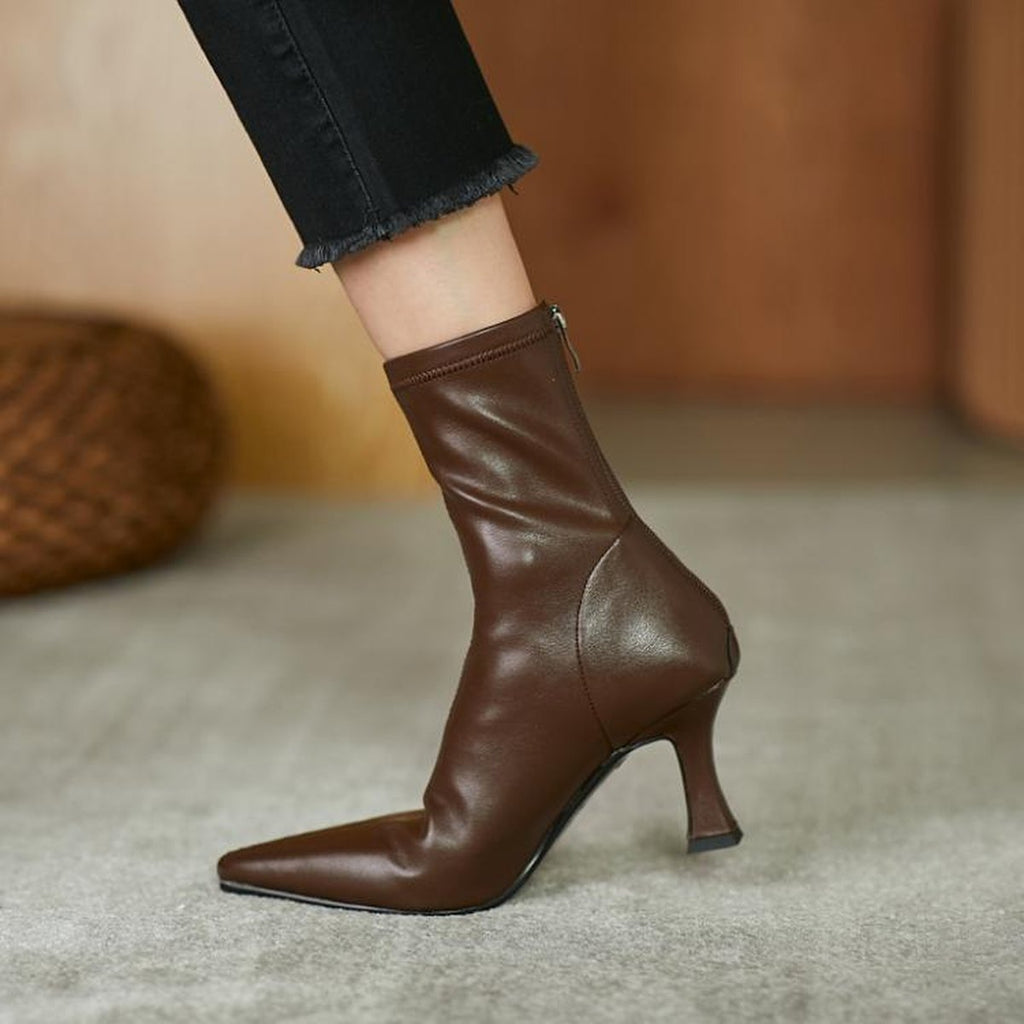 Women's High Heel Stretch Pointed Ankle Boots