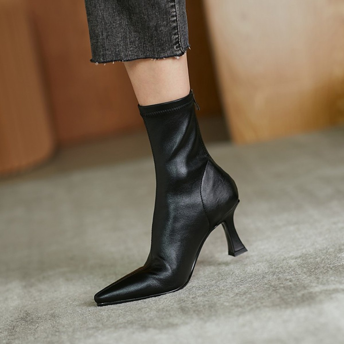 Women's High Heel Stretch Pointed Ankle Boots
