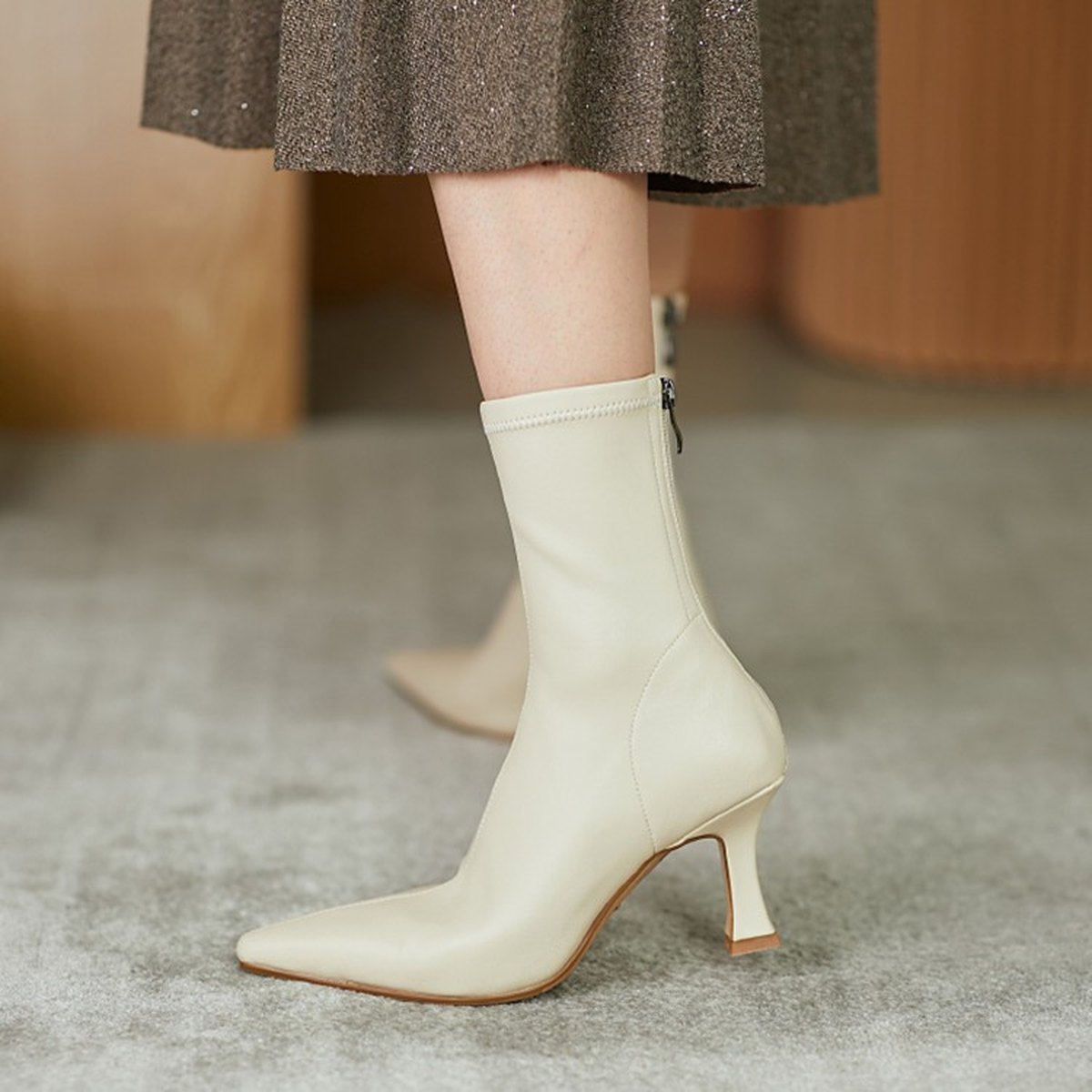 Women's High Heel Stretch Pointed Ankle Boots