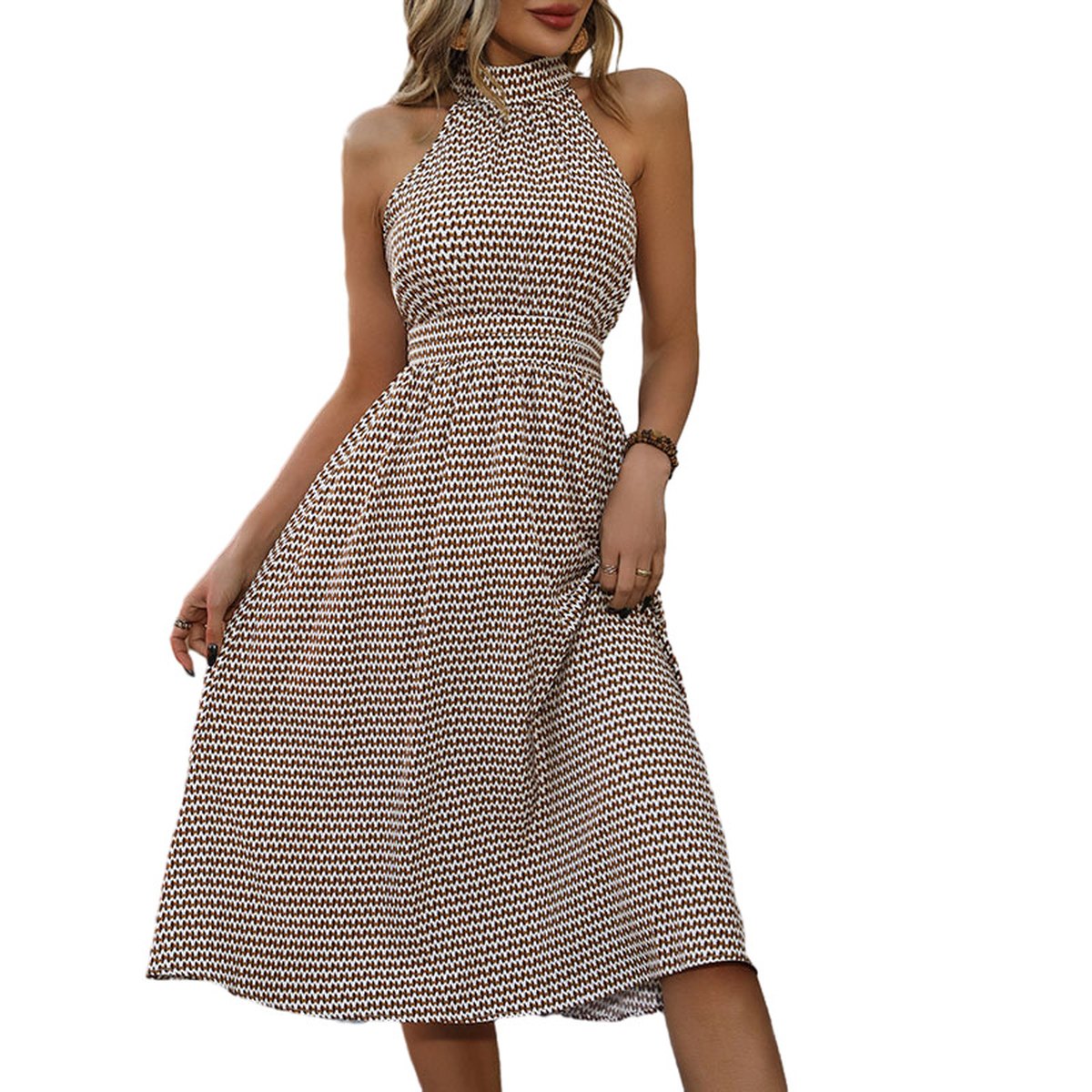 Women's High-Waist Plaid Dress
