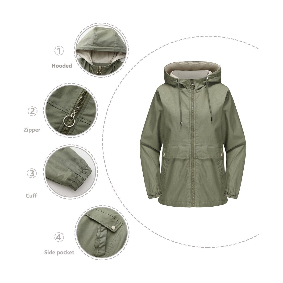 Women's Hooded Solid Color Trench Coat