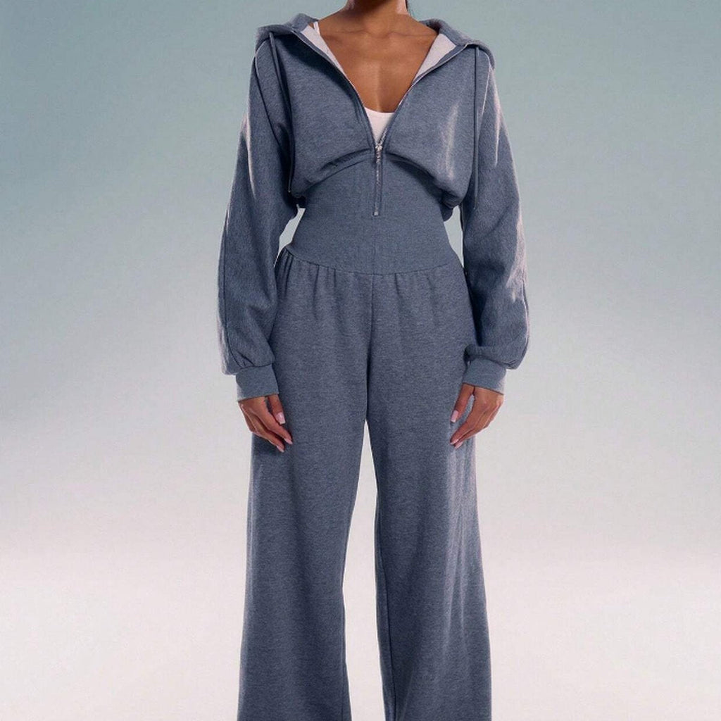 Women's Hooded Zipper Jumpsuit Casual