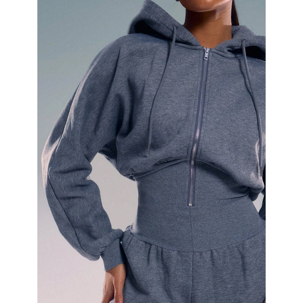 Women's Hooded Zipper Jumpsuit Casual