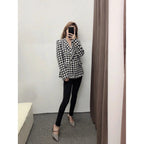 Women's Houndstooth Pattern Breasted Jacket