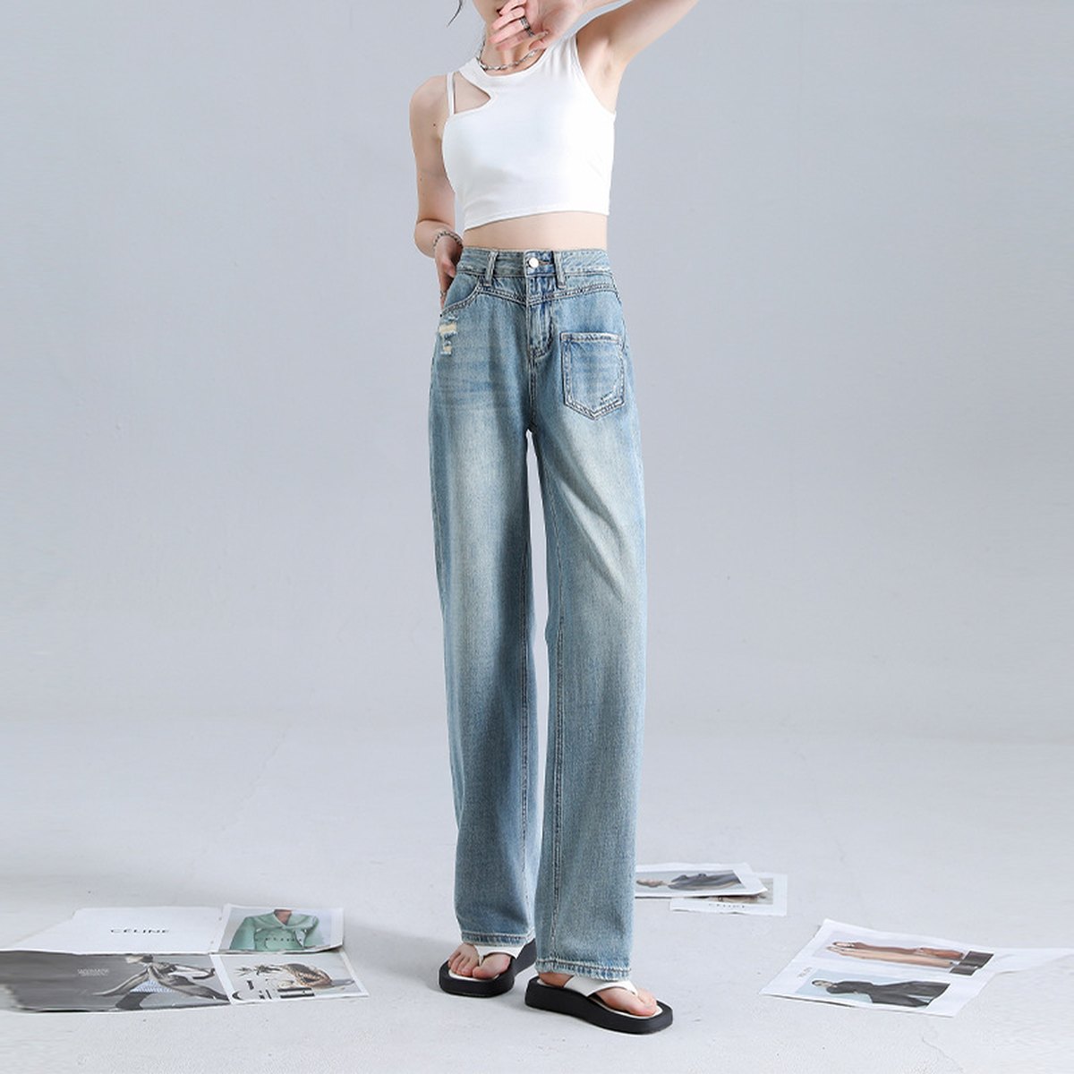 Women's Irregular Straight Jeans