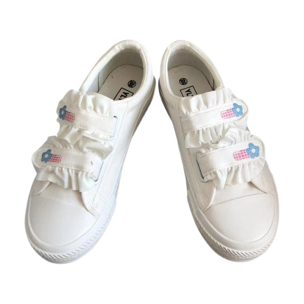 Women's Japanese Velcro Sneakers White Shoes Canvas