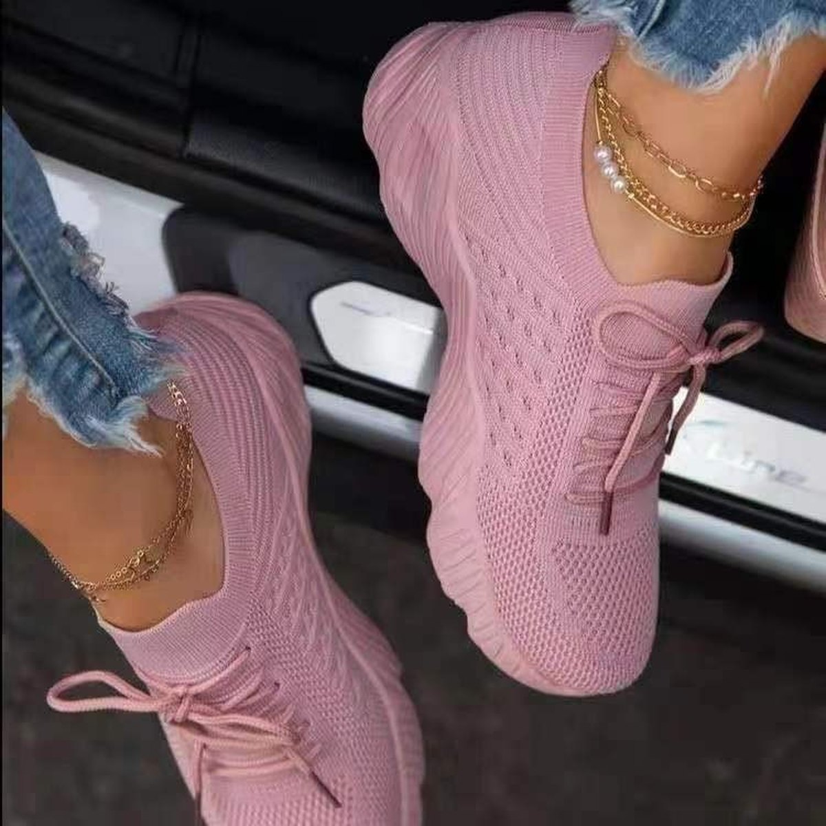 Women's Knit Platform Sneakers
