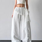 Women's Lace-panelled Wide-leg Pants
