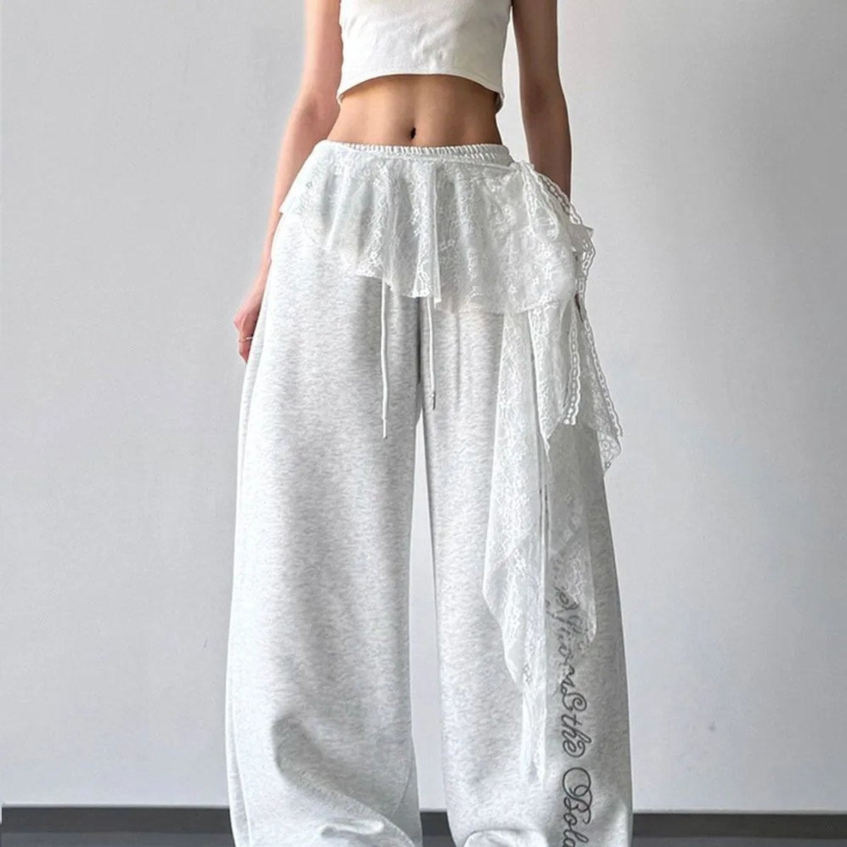 Women's Lace-panelled Wide-leg Pants