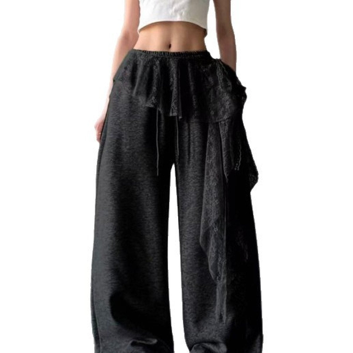 Women's Lace-panelled Wide-leg Pants